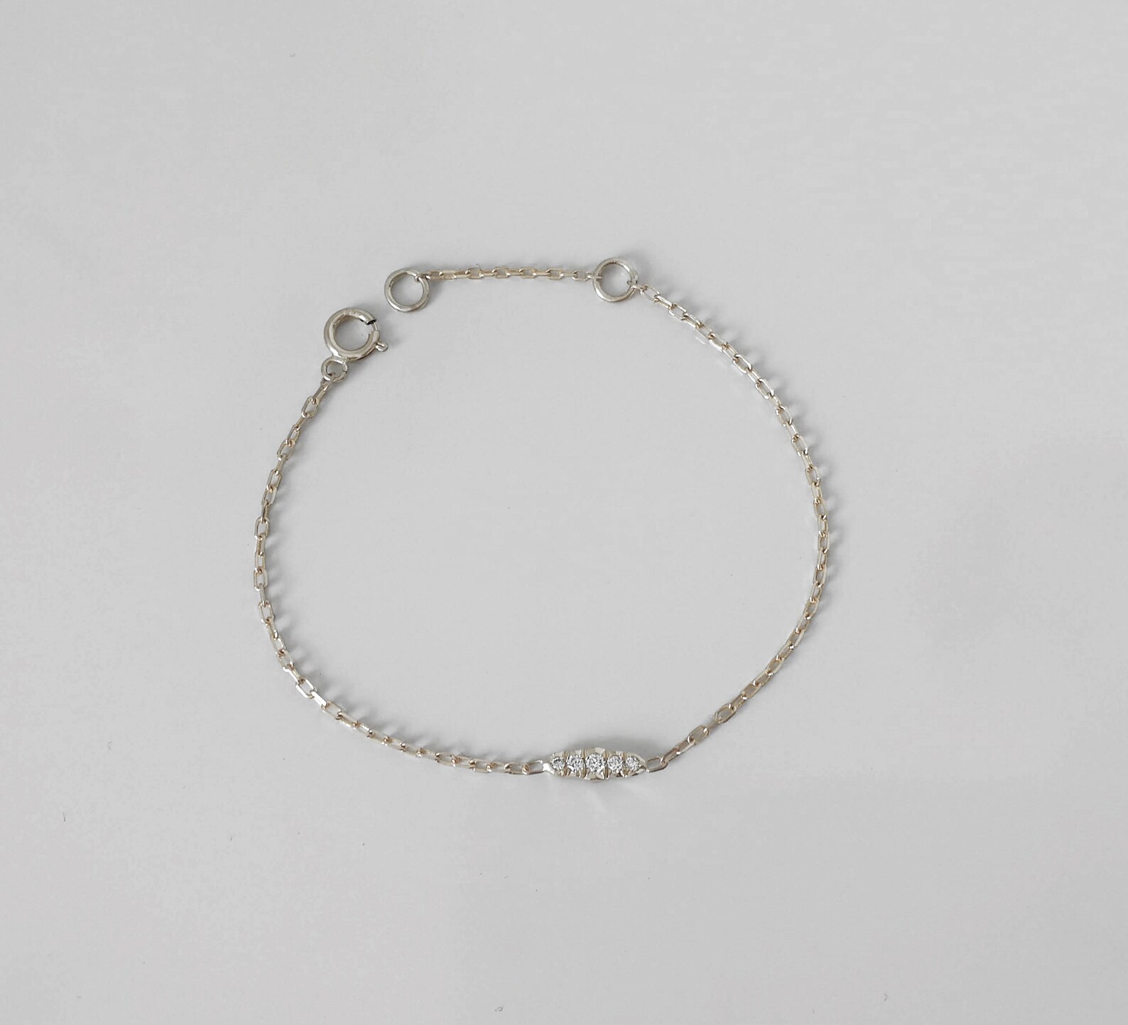 Baby Gold Bracelet, Delicate Girl's Diamonds Bracelet, 14k Solid Gold