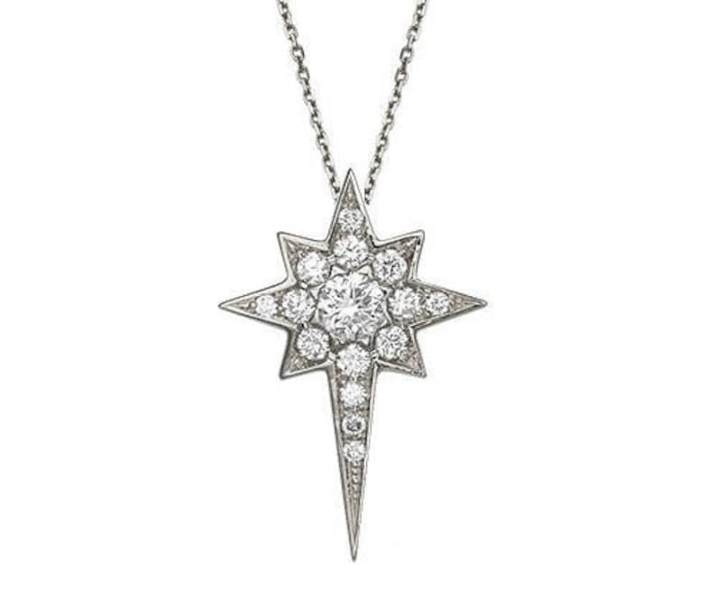 Gold Star Diamond Necklace Unique Diamonds Star Pendant Etsy