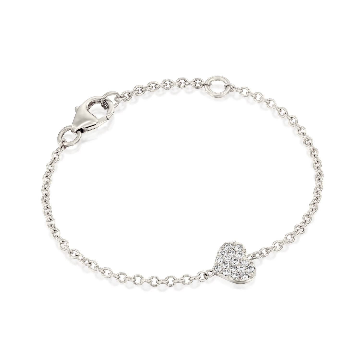 Baby Girl Bracelet Delicate Heart Diamonds Bracelet 14k Etsy