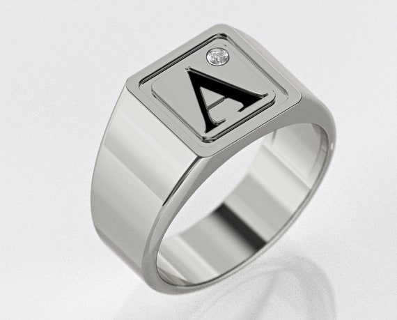 14k Solid Gold Signet Ring Gold Ring Personalized Engraved Ring