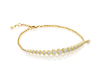 Dainty 14k Gold Diamond Bazel Setting Bracelet