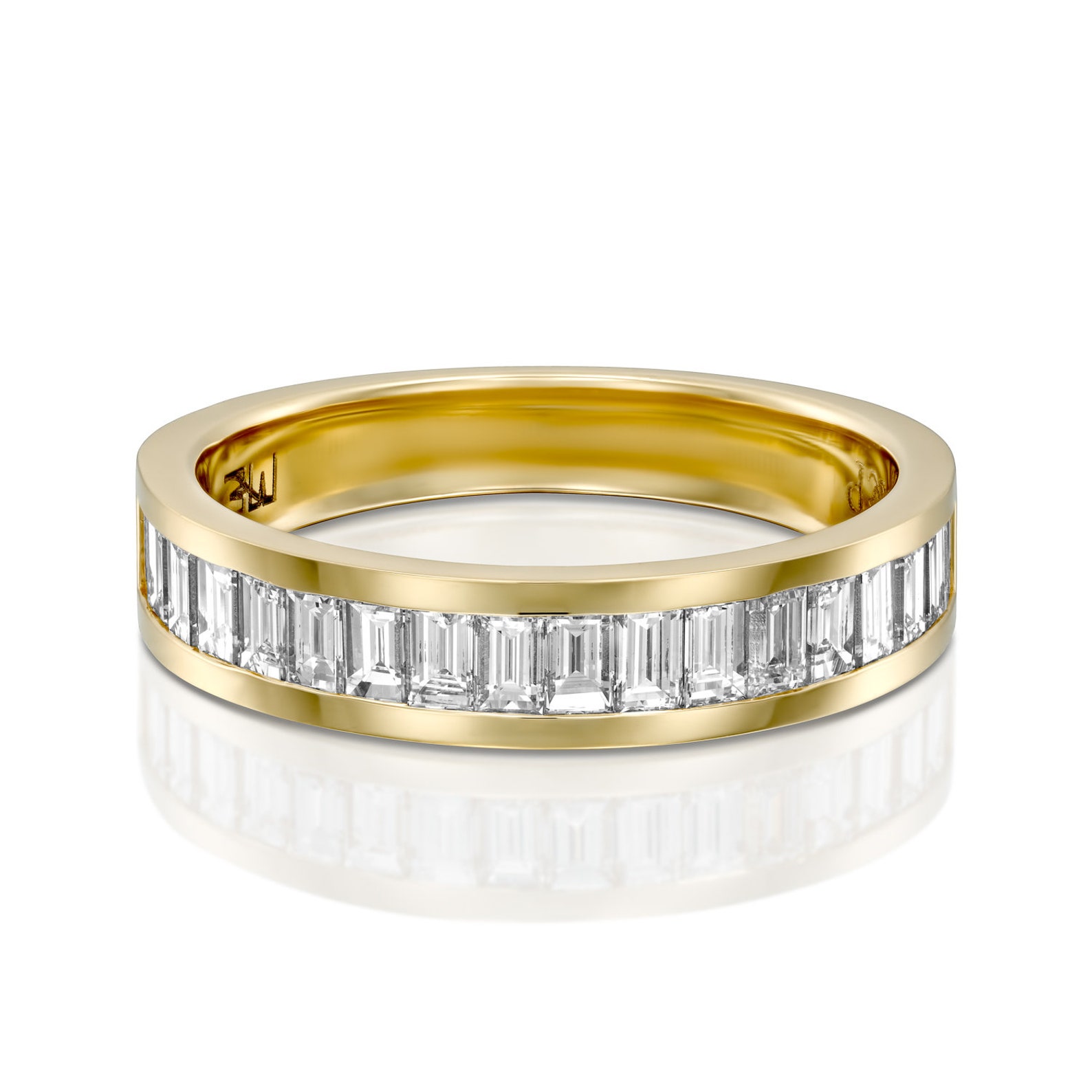 Baguette Wedding Band, Baguette Eternity Ring, 18K Yellow Gold Baguette Baguette Wedding Band, Baguette Eternity Ring, 18K Yellow Gold Baguette