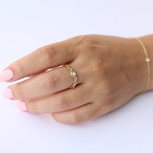Delicate Solitaire diamond bracelet 14K Yellow gold