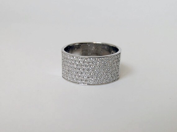 Wide band pave diamond best sale ring