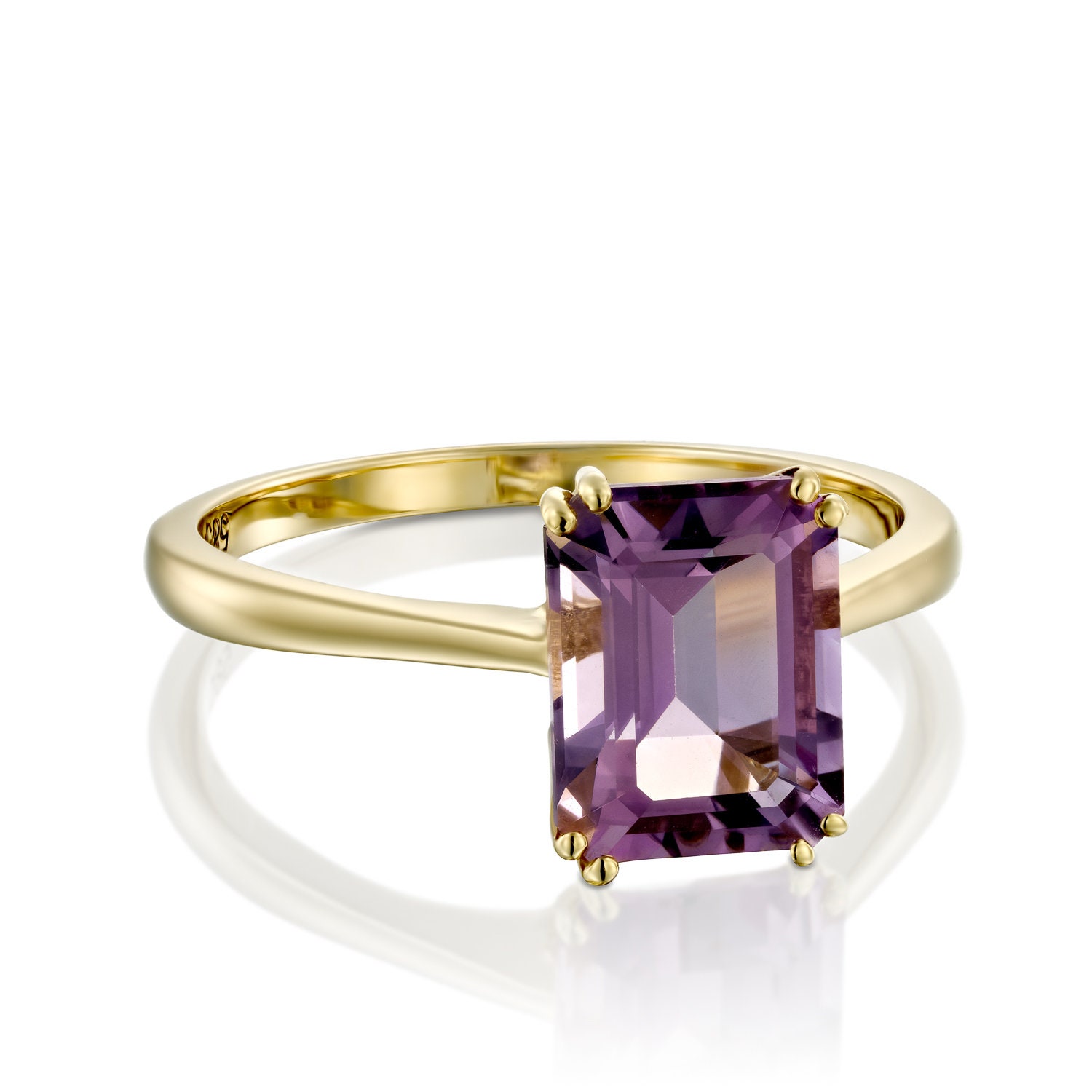 Emerald cut amethyst ring Gem engagement ring Amethyst Etsy