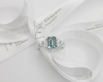 Aquamarine and Diamond Engagement Ring
