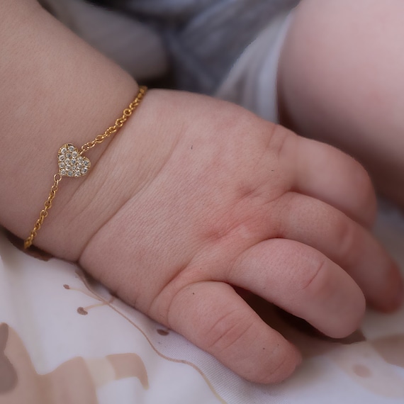 22ct Gold Baby Bracelet Yellow and Rhodium Beads - £260.00 (SKU:32558)