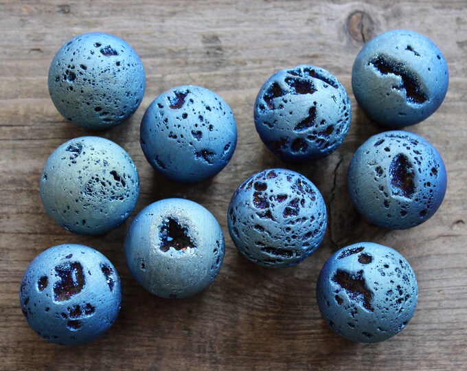sale - one mystic blue aura geode sphere