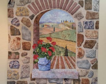 Large  Landscape quilt- " Bella Toscana"- Original Art Quilt