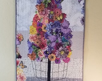 Finished  Flowered Dressmaker's Collage Quilt-  "Perfect Form"  Original design by Laura Heine