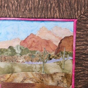 Quilted Landscape Art Desert in Bloom Original Appliqued Fabric Art image 3