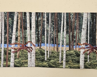 Quilted Nature Landscape wall hanging- " Sumac Trail"  Detailed Appliqued forest