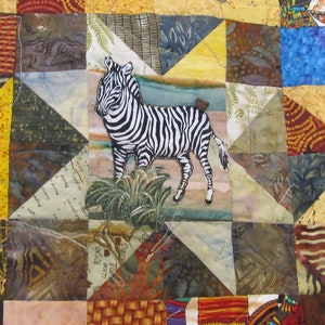 Collage Quilt African theme Jungle Patchwork image 2