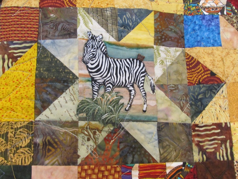 Collage Quilt African theme Jungle Patchwork image 2