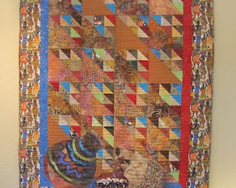 Art Quilt- African theme- "Market Day"