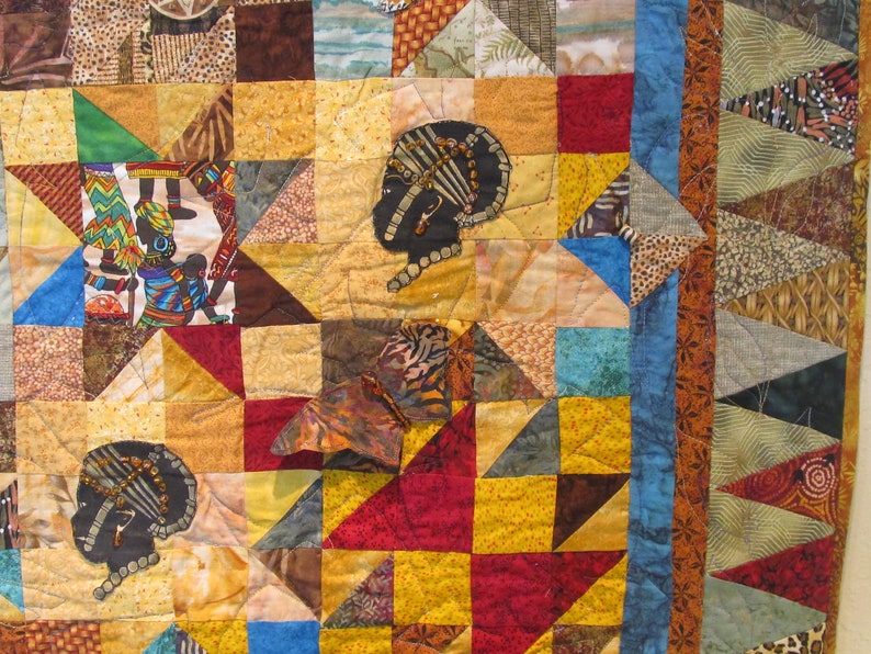 Collage Quilt African theme Jungle Patchwork image 4