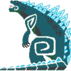 Godzilla cross stitch pattern - Monster Hunter World art style