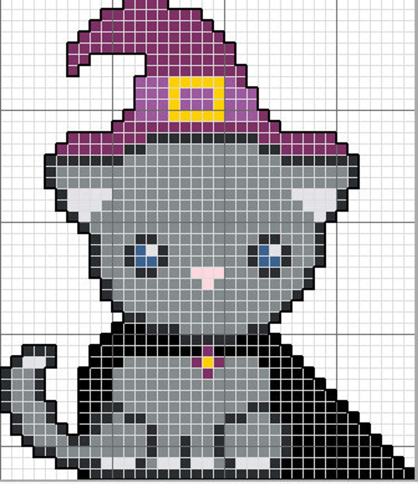 Witchy Kitty Cross Stitch Pattern Halloween Cross Stitch - Etsy