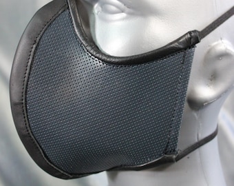 Perforated Leather Face Mask with Filter Pouch
