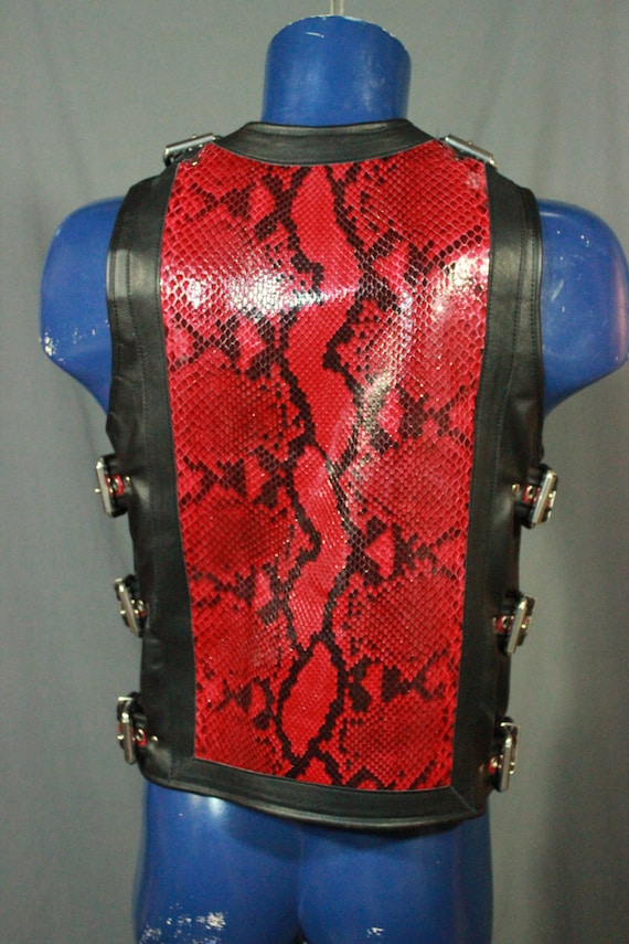 Amazing Black and Red Snakeskin Vest Etsy UK