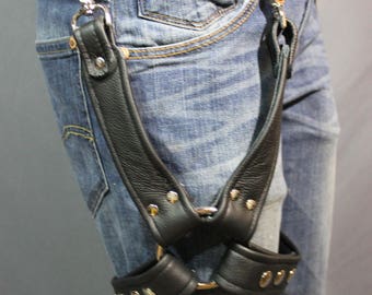 Classic Black Leather Leg Harness