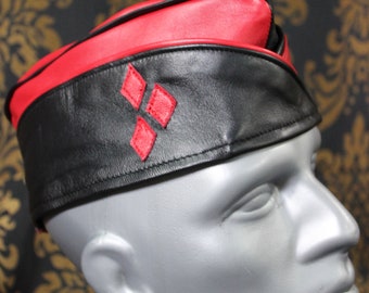 Harlequin Style Leather Garrison Cap