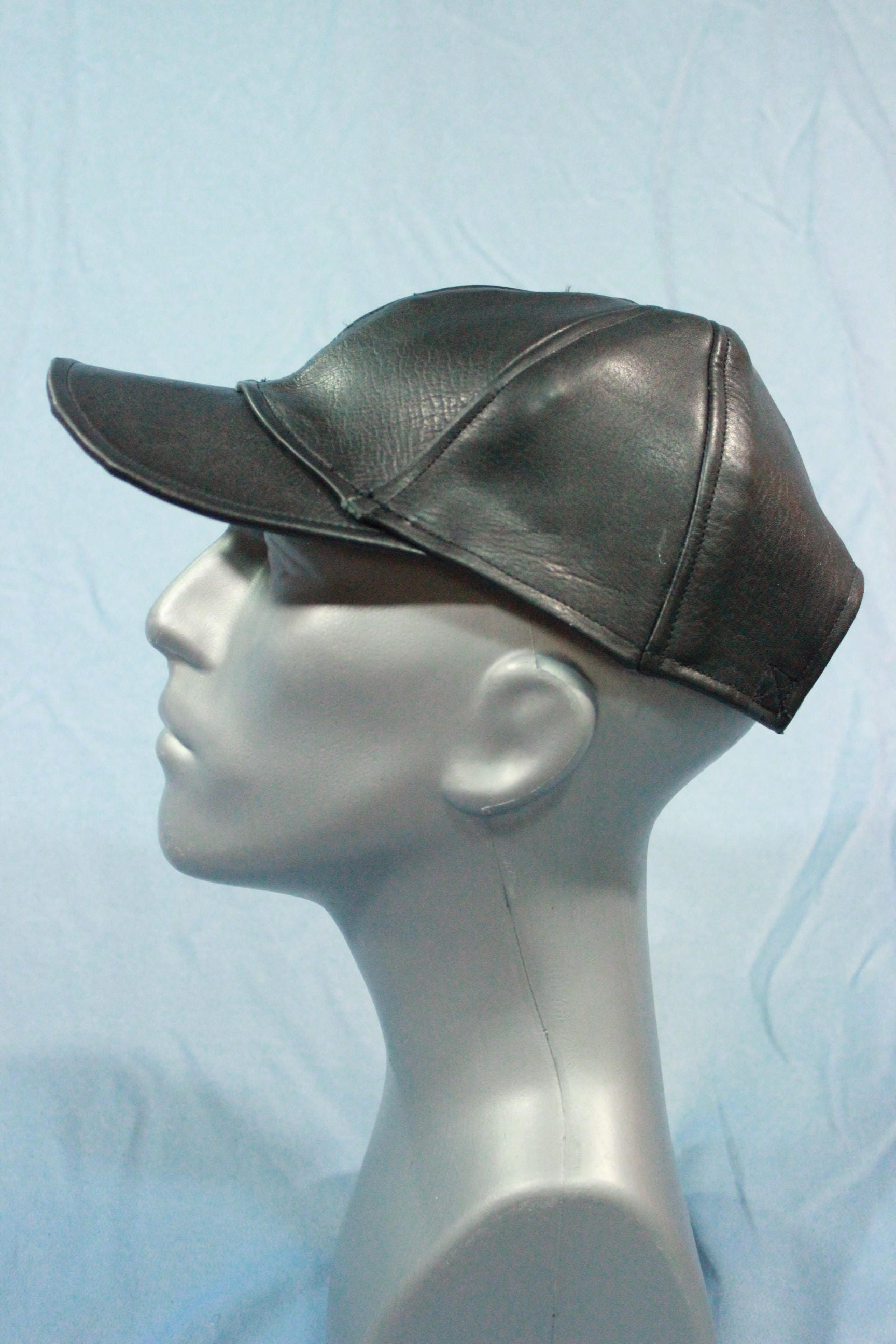 Black Leather Baseball Cap Etsy