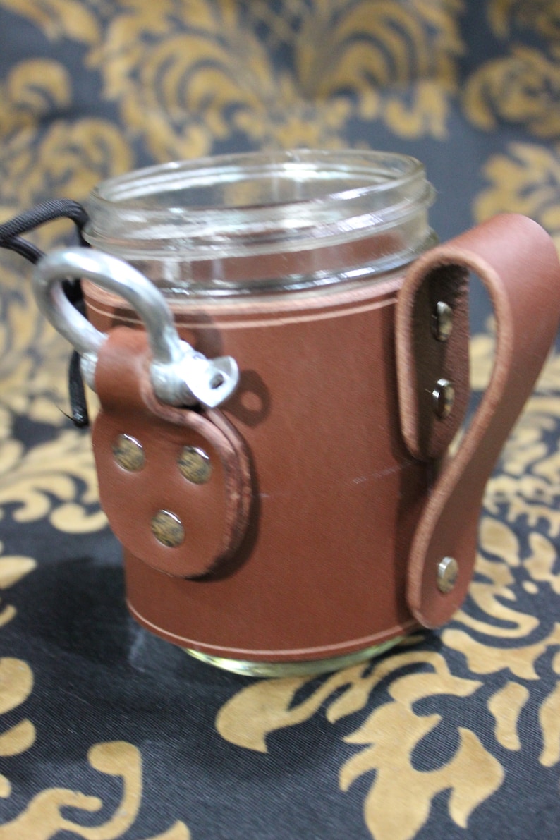 Leather Wrapped Mason Jar Mugs Etsy