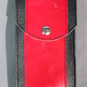 Black and Red Leather Cell Phone Case
