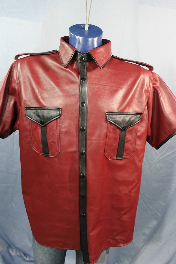Burgundy Leather Dress Shirt