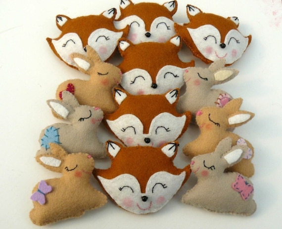 Felt Fox or Bunny Rabbit Pin Brooch, Hair Clip, Accessory  display picture 1