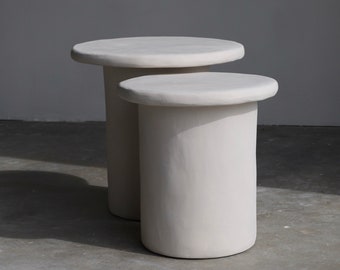 The Dune Round Nesting Plaster Tables