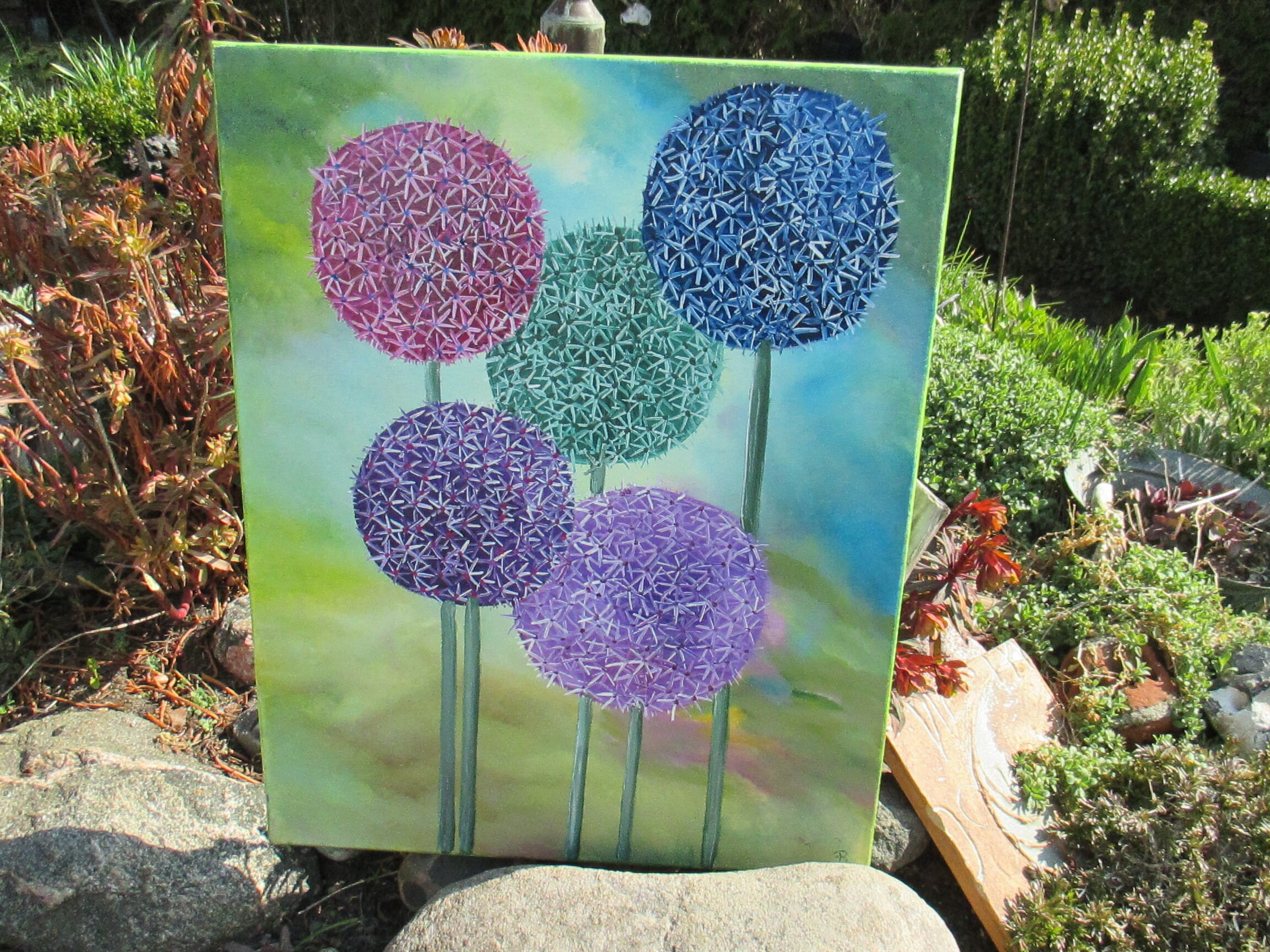 Allium Painting Floral Art Flower Painting Oil Painting Etsy