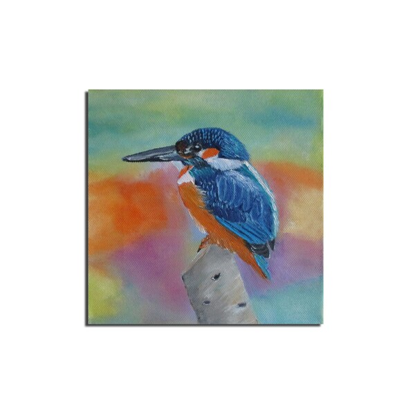 peinture d’oiseau, kingfisher peinture, décoration, beaux-arts, peinture à l’huile, Tenture murale,