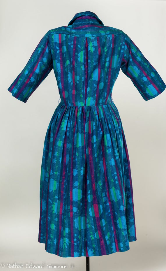 Vintage shirtwaist polished cotton dress - image 2