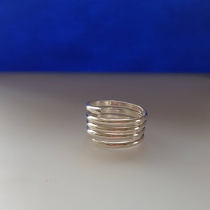 Modern four banded  wrap ring finger, thumb, knuckle, made in 925 silver,