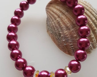 Glass pearl stretchy bracelet