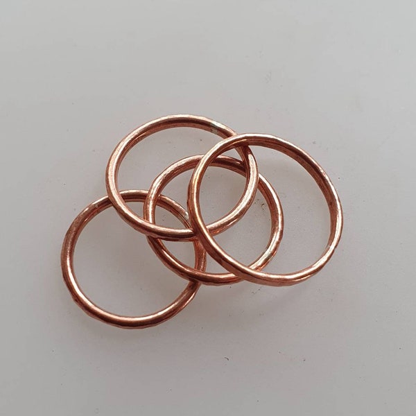 Copper hammerd ring, in solid good quality natural copper,stacker or on its own,