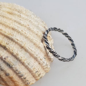 Oxidized Twisted Sterling Silver Ring - Made to Order