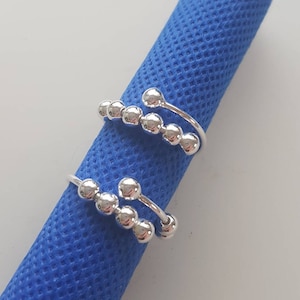 Sterling Silver Fidget Ring: Beaded Anxiety Worry Ring