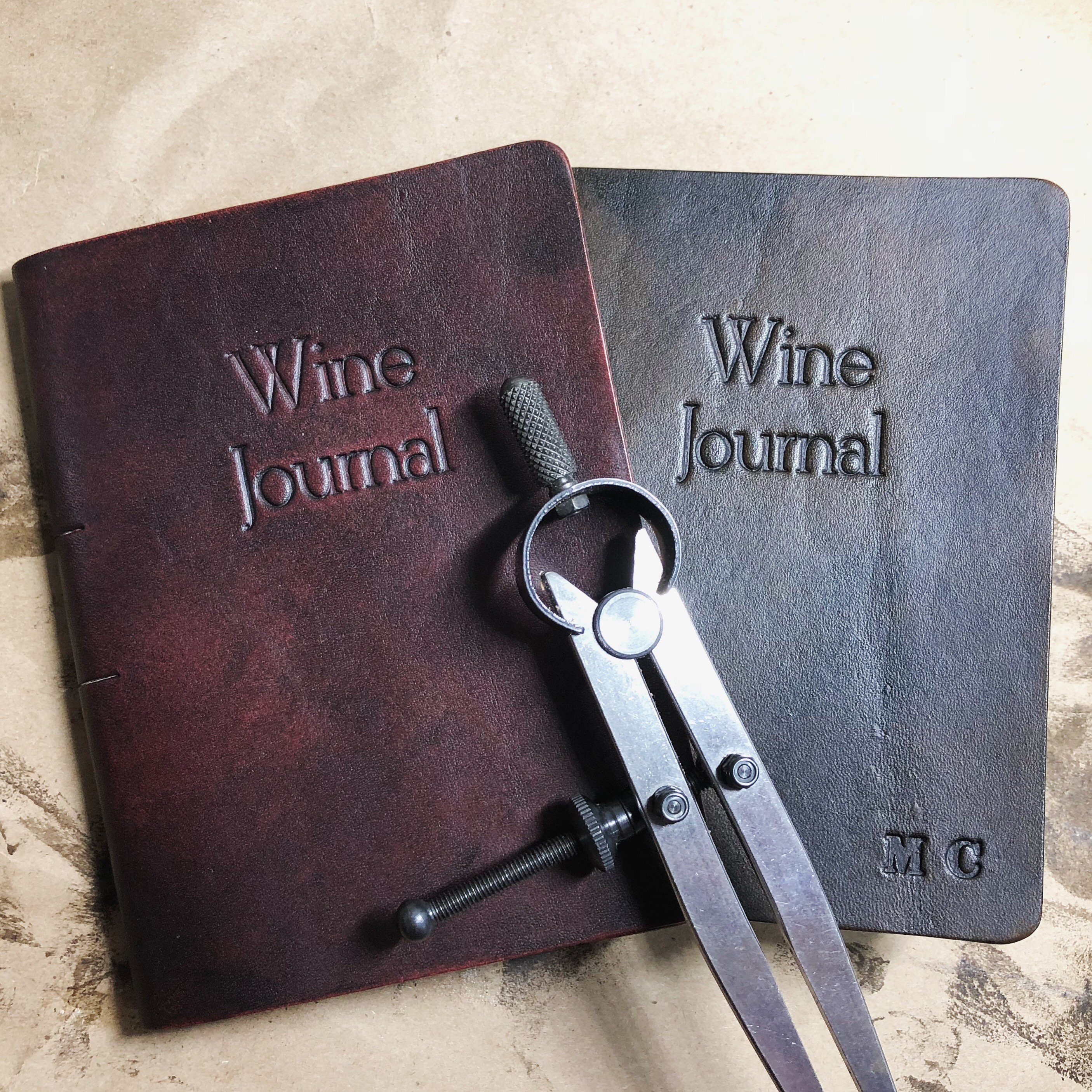 Handmade Leather Wine Journalcustomized With Initials Etsy