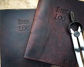 Handmade Leather Beer Journal-customized with initials