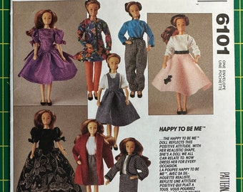 Vintage 1992 McCalls 6101 UNCUT 11 1/2” Fashion Doll Clothes Pattern