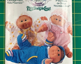 Vintage 1986 Butterick 4331 pattern. Cabbage Patch Kids Preemies Clothes