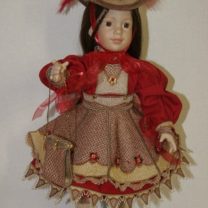 KUHL048-Holidays, Christmas Machine Embroidered Lace and Dress Pattern for 18inch Doll Such as American Girl Doll image 1