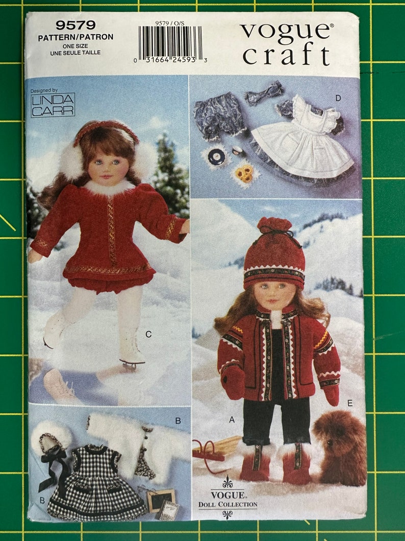 Vintage 1996 Vogue 9579 pattern UNCUT Doll Clothes for 18 Dolls image 1