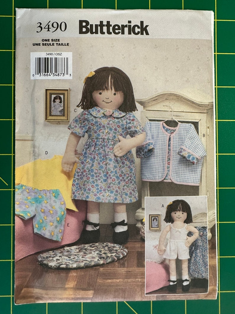 Vintage 2002 Butterick 3490 UNCUT 18 Doll and Clothes Pattern image 1