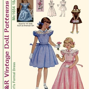 KRVP-1654DD, 18 Doll, Vintage 1950's Formal Dress PATTERN, Digital Download image 1
