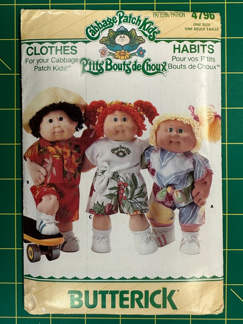 Vintage 1987 Butterick 4796 pattern. Cabbage Patch Kids Clothes image 1