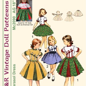 KRVP-2090DD, 18 Doll,Vintage 1950's Dress PATTERN, Digital Download image 1